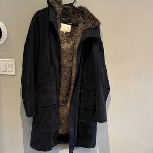 Men's Black Fur-Lined Parka